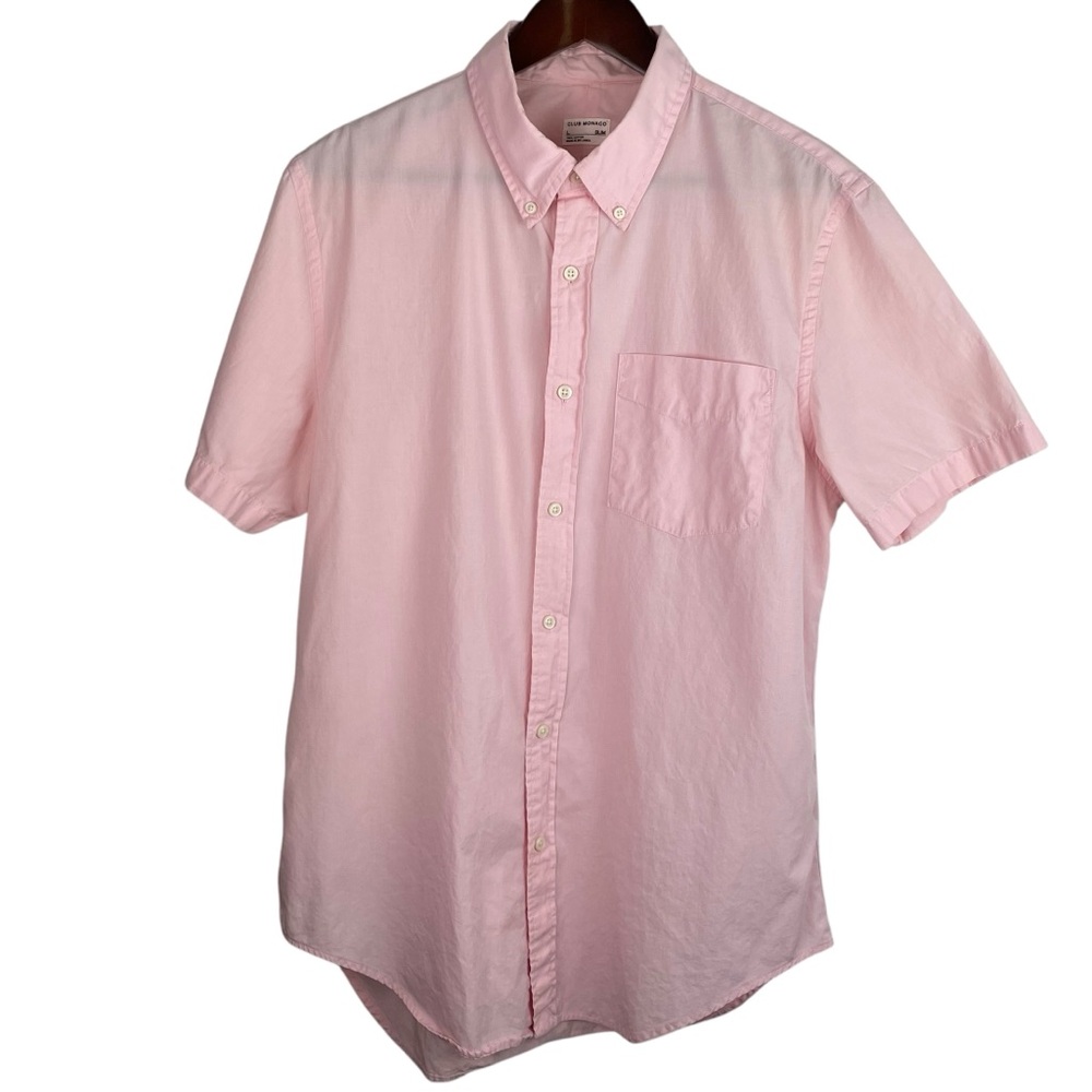 Club Monaco | Pink Slim Fit Button Short Sleeve Shirt
